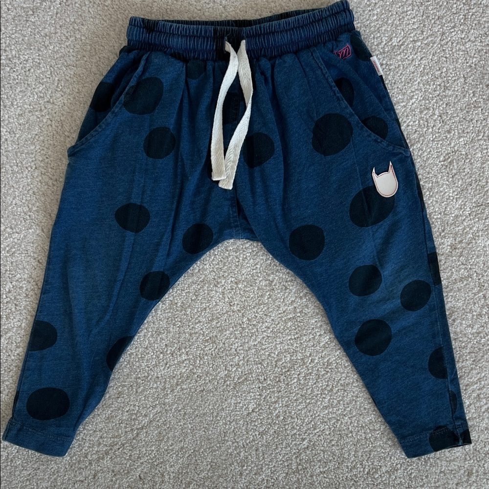 Munster Kids Polka Dot Jogger Pants - blue/black - size 2